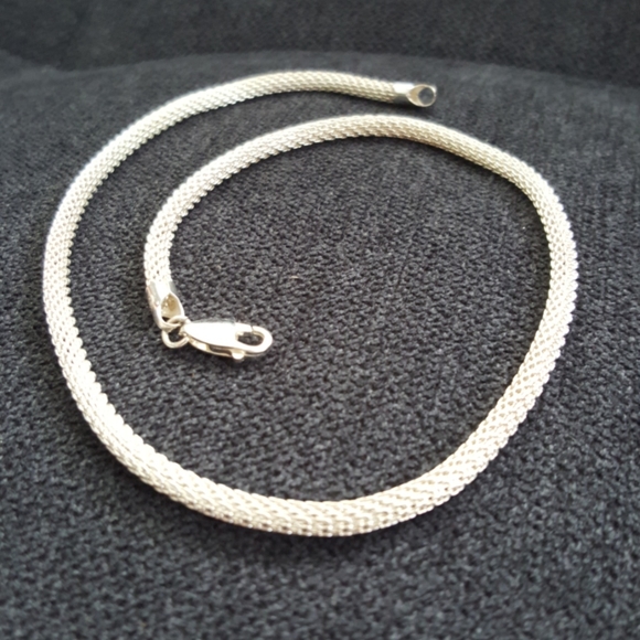 925 Italian Sterling silver mesh chain necklace - Picture 1 of 7